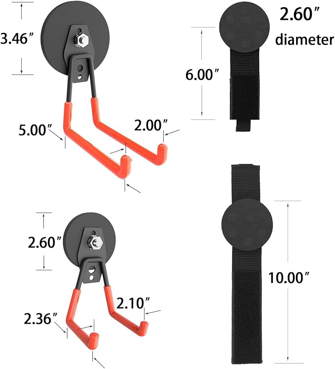 Super Strong Garage Magnetic Hooks Heavy Duty-6Pack, Powerful Magnetic Strips...