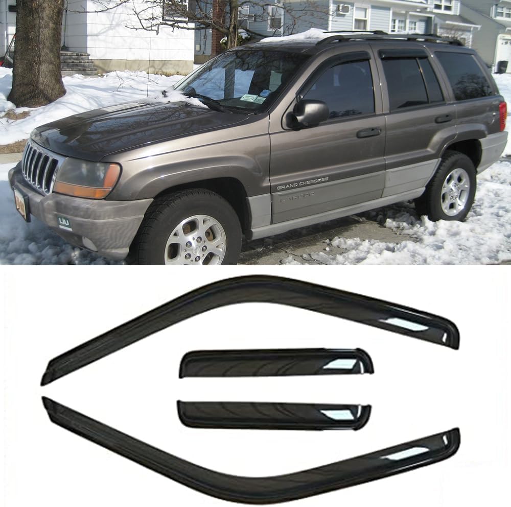 Side Window Deflector Visor Rain Guard, Outside Mount Tape-on Shatterproof Dark
