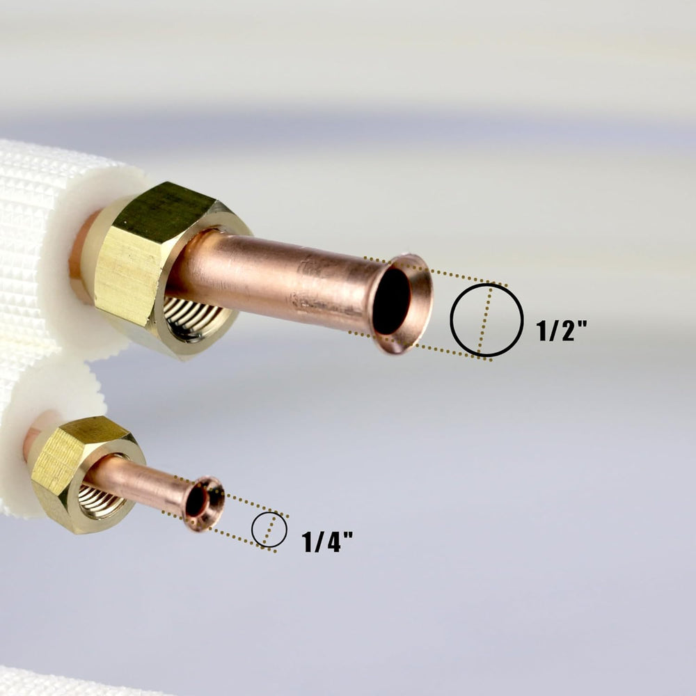 TAUROX 10FT Mini Split Line Set 1/4" & 1/2" O.D Copper Pipes Tu...