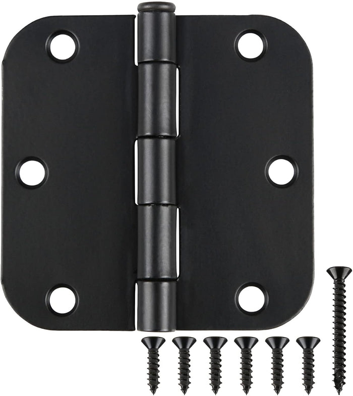 24 Pack Matte Black Door Hinges 3.5 x 3.5 Inch Interior 3 1/2 Inch Door Hinges