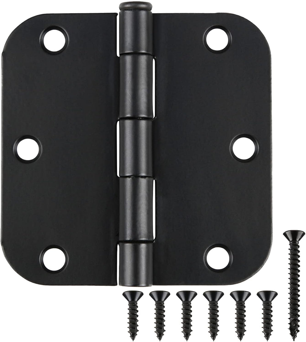 24 Pack Matte Black Door Hinges 3.5 x 3.5 Inch Interior 3 1/2 Inch Door Hinges
