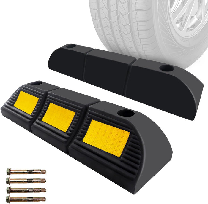Parking Stopper for Garage Floor, Heavy Duty Rubber Car Wheel Curb Stoppers (2 Pack)