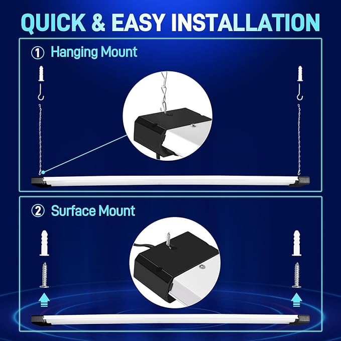 hykolity 4 Pack 4FT LED Shop Light, Linkable Utility Shop Lights, 5000K