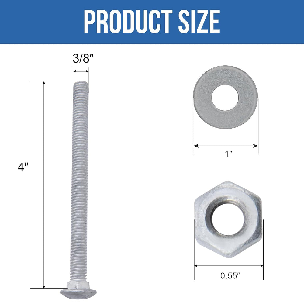 3/8" x 4" Carriage Bolts (50 PCS), Hot Dip Galvanized, Heavy Duty R...
