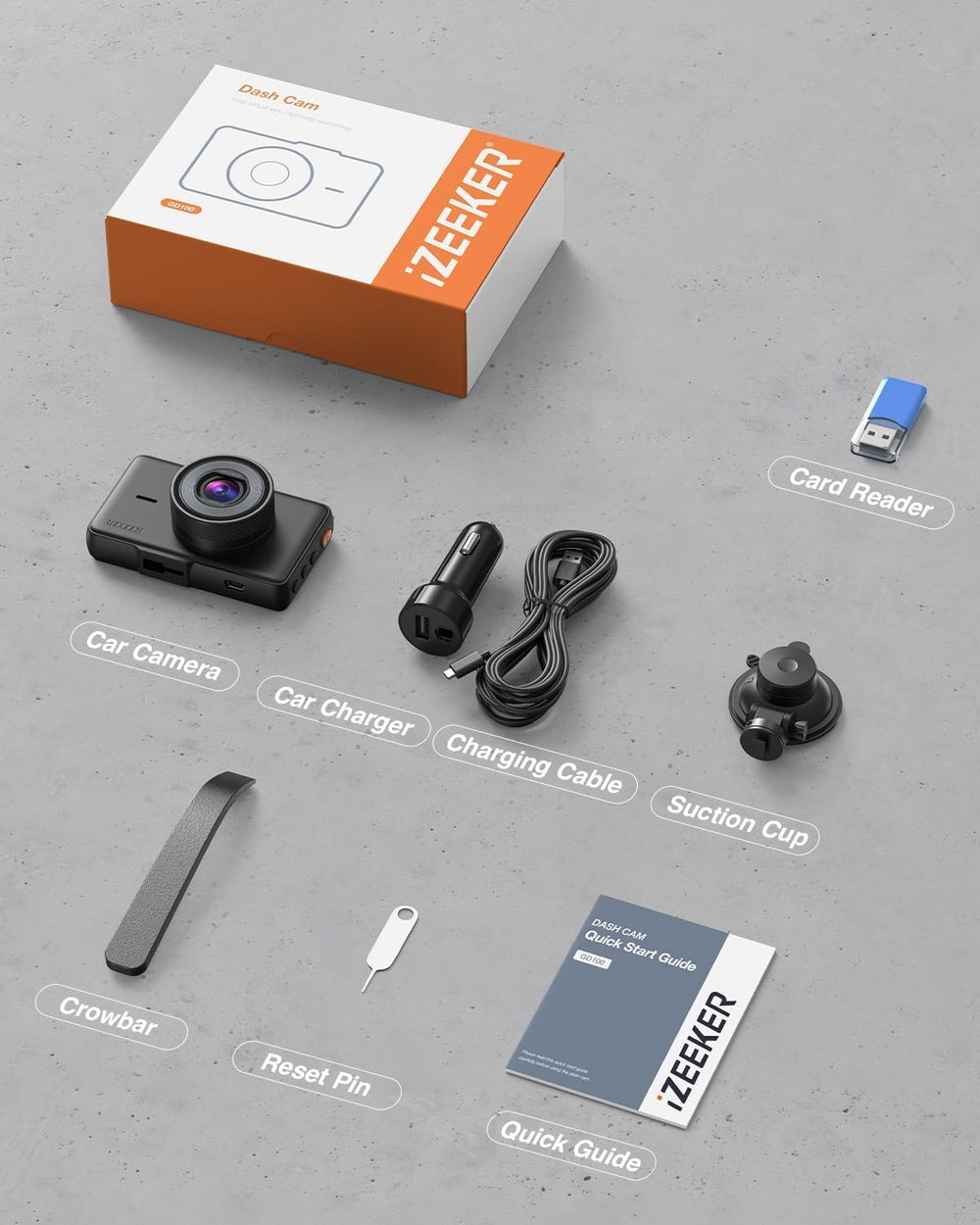 iZEEKER 2.5K Dash Cam Front, 1440P QHD Car Camera with 3" IPS Display
