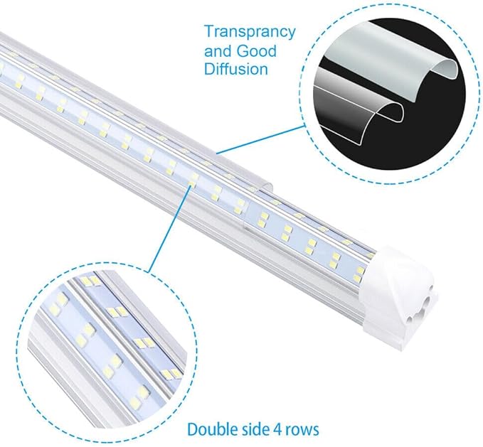 T8 LED Light Tube, 4FT 60W, 6500K Cool White Clear Cover, 4FT Tube Light (25PCS)