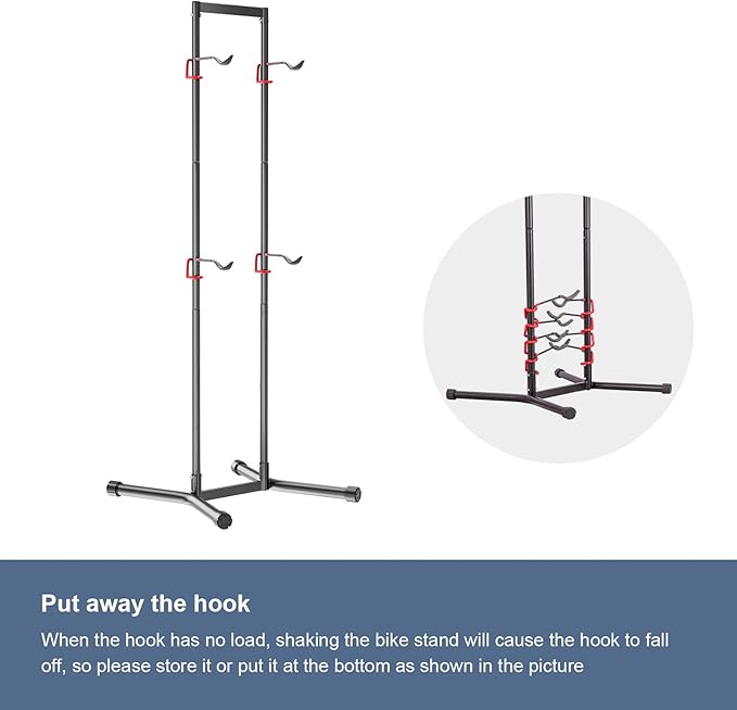 teraysun Indoor 4 Bike Storage Rack, Adjustable Arm Hook