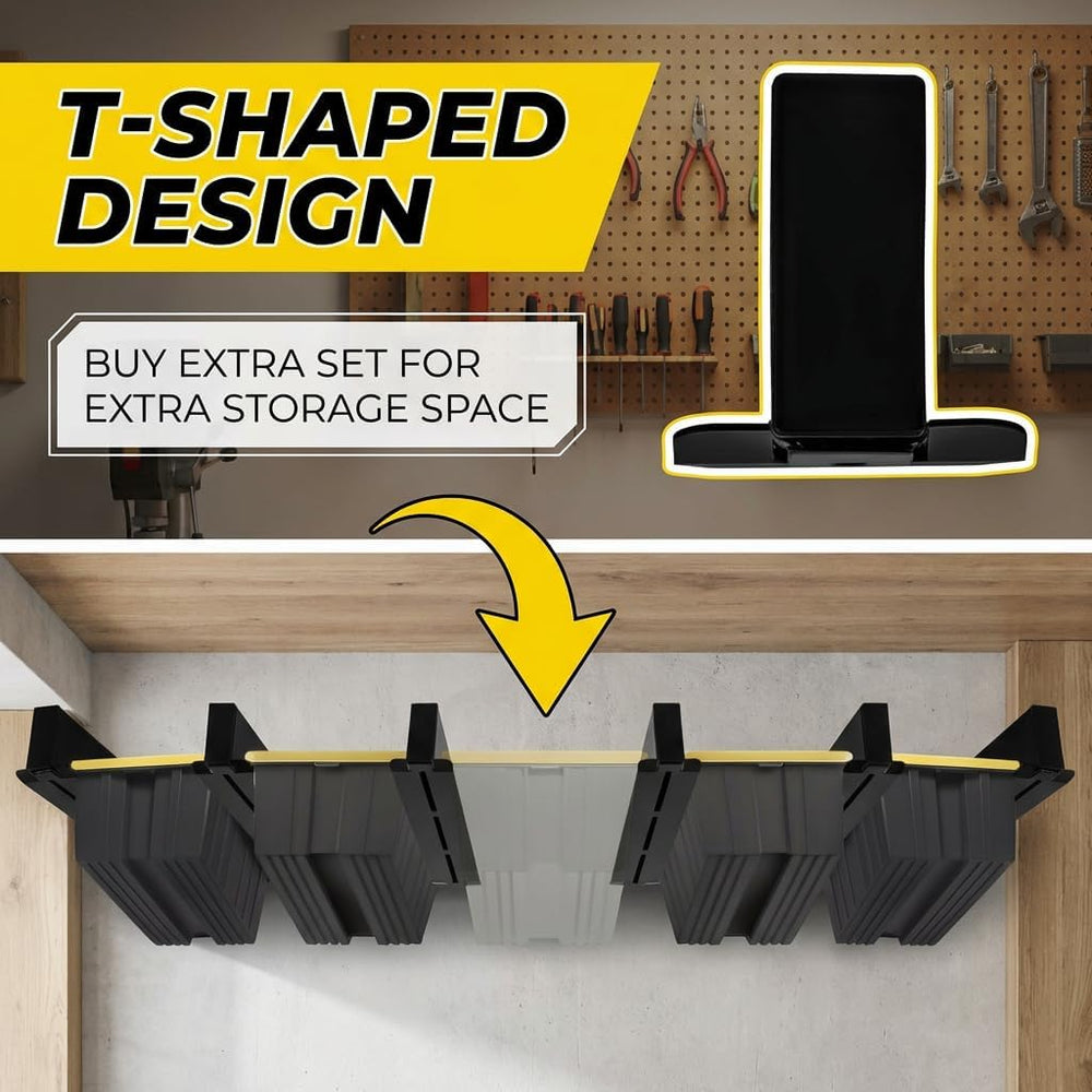 6-Pack Overhead Garage Storage Rack, Ceiling Mounted Tote Storage Rails