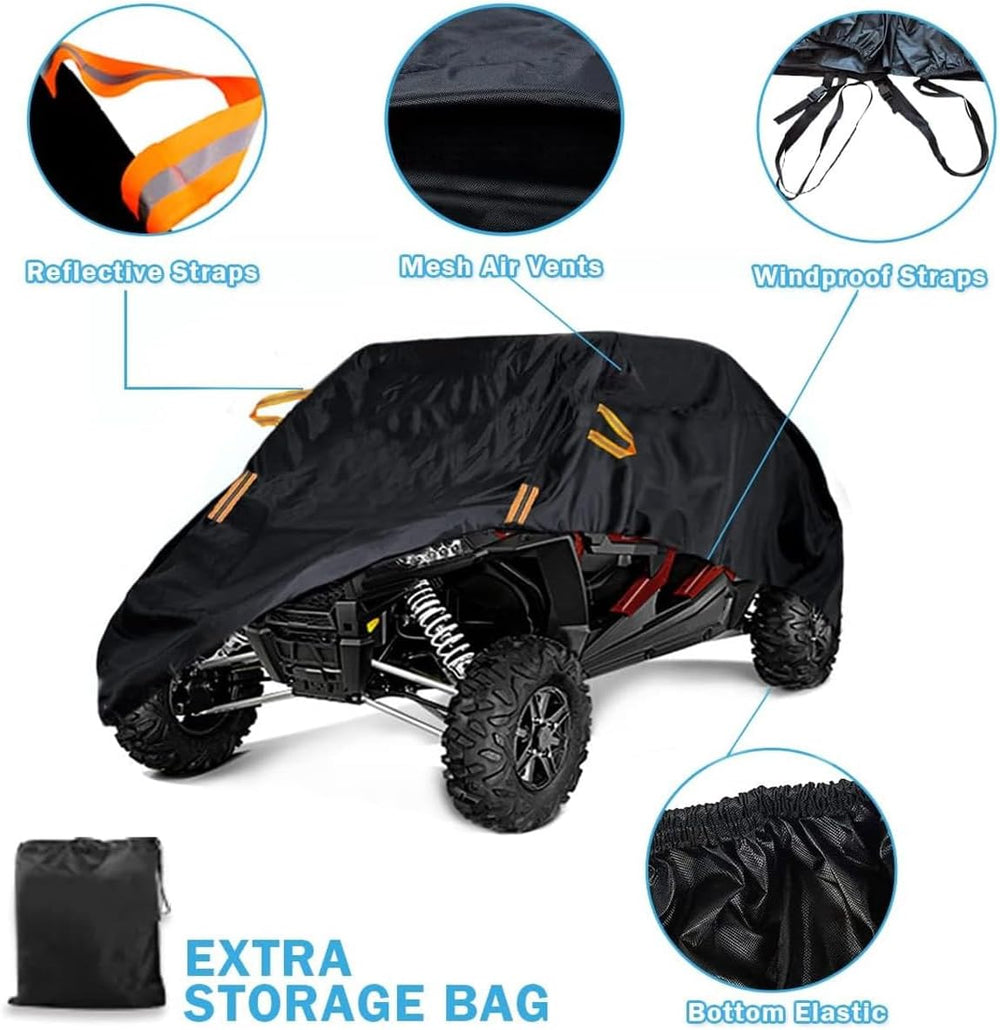 UTV Cover Waterproof Heavy Duty 4-6 Seater Cover Black Oxford Cloth Protectio...
