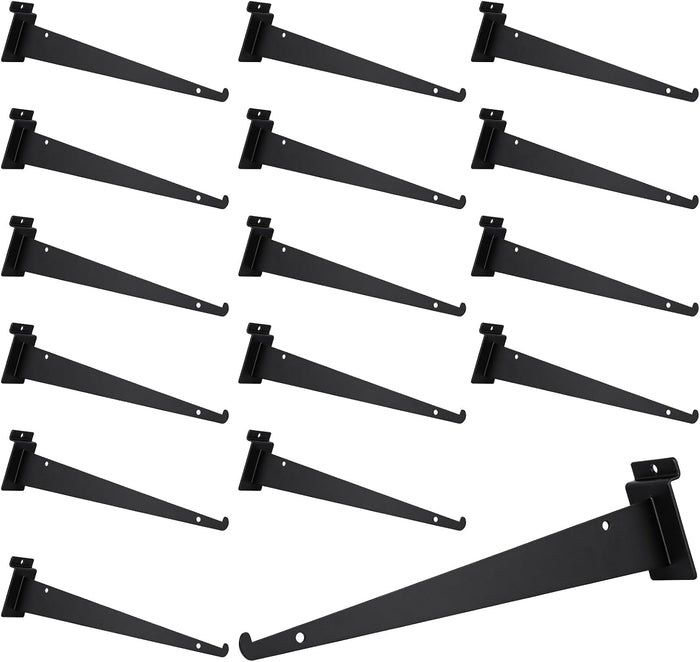 12 Inch Slatwall Shelf Bracket, Slatwall Accessories, Heavy Duty Slat Wall Shelf Bracket with Lip for Garage and Retail Display(16PC )
