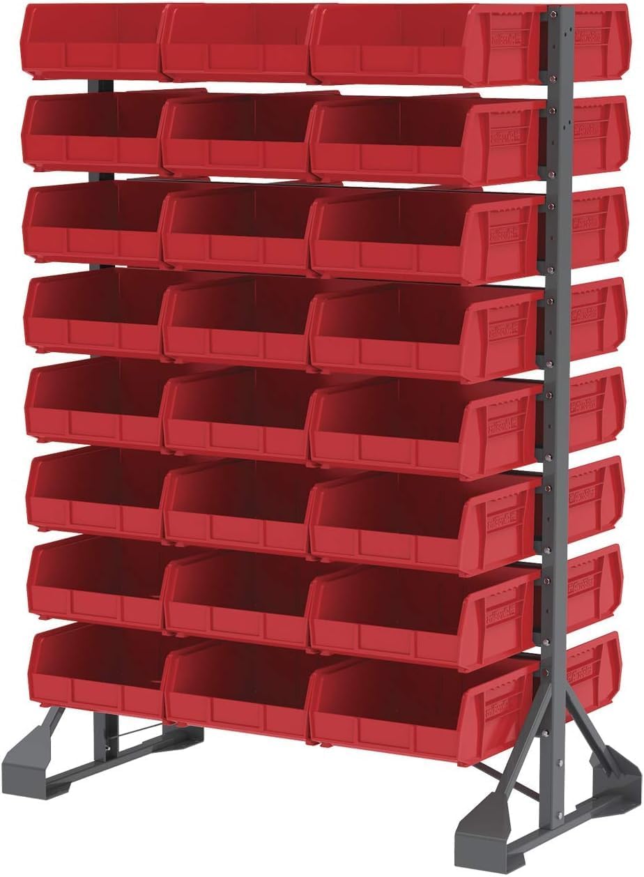 Akro-Mils 30235 AkroBins Plastic Storage Bins, 11"x11"x5", Red...