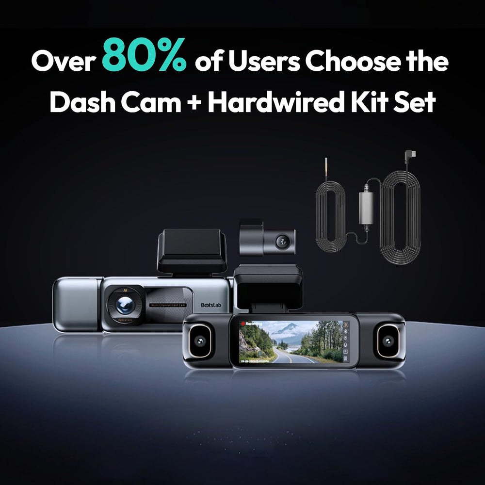BOTSLAB 4 Channel 360° Dash Cam with Hardwire Kit, 128GB Card,Voice Control