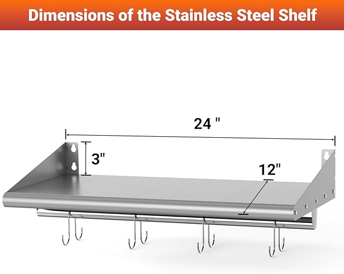 Skyflame 12" x 24" Stainless Steel Shelf