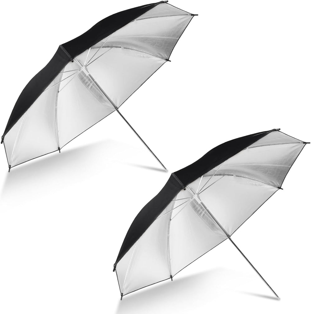 [2 Pack] 43" Black/Silver Reflective Umbrella Kit for Contrast, Concentr...