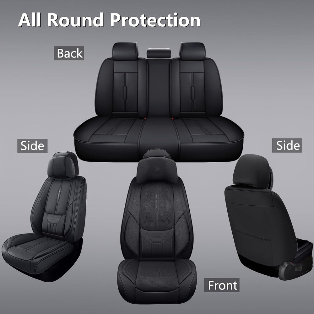 NS YOLO Universal Fit Premium Black Leather 5-Seats Car Seat Covers