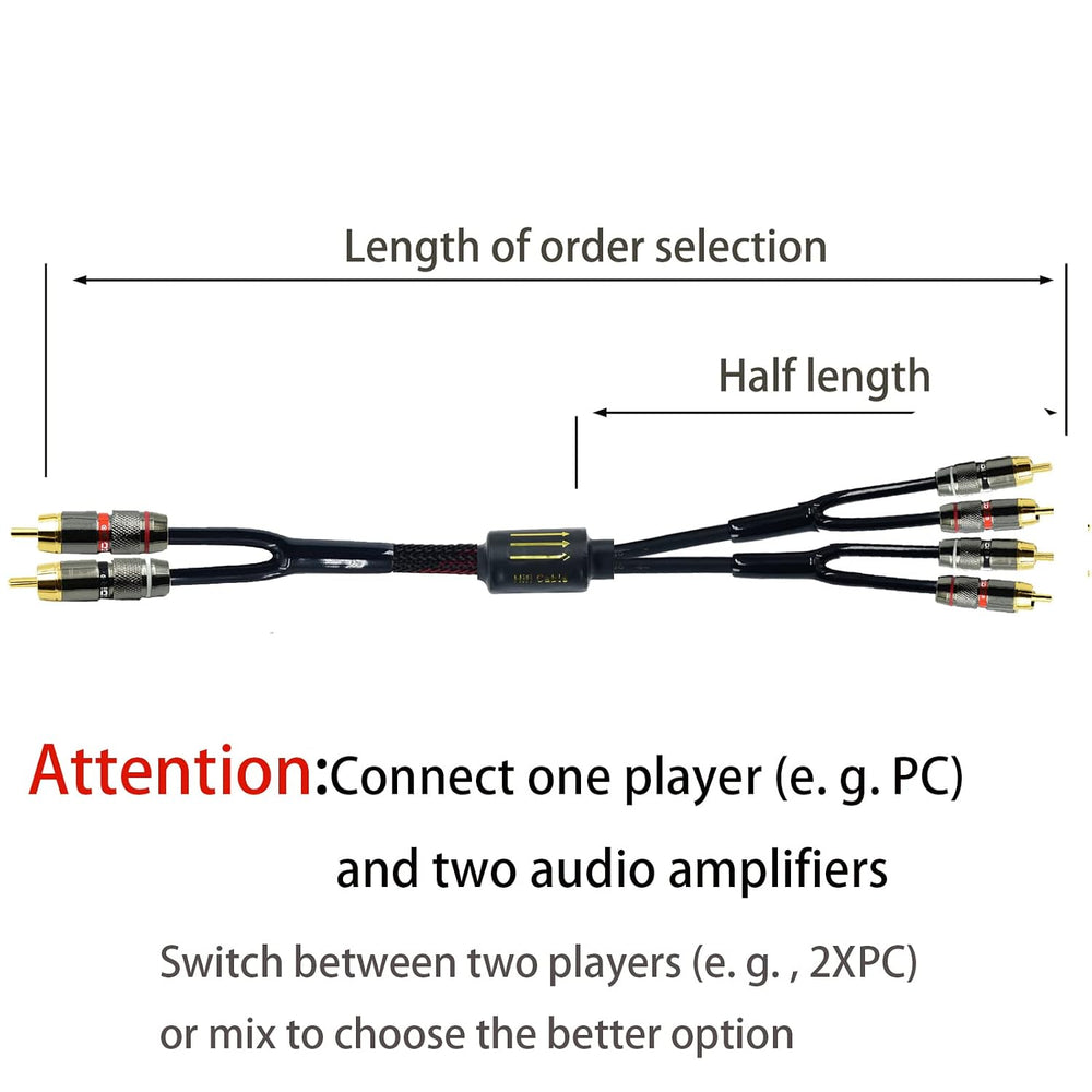 Arklove 25ft Shielded RCA Plug Splitter Stereo Audio Video Cable 2 Male to 4 ...