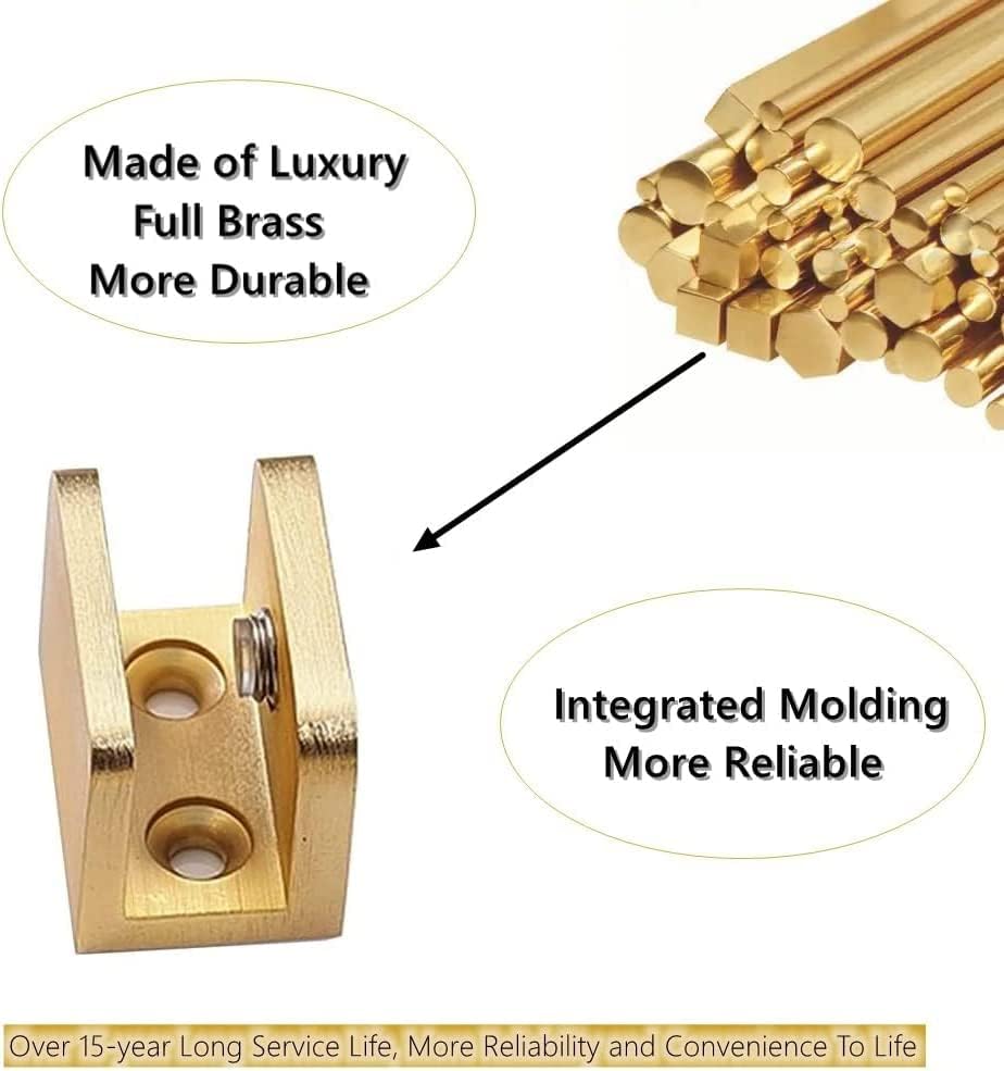 10 Pack Glass Shelf Clamp, Gold U Clamp Bracket Clip for 12mm Thick Glass