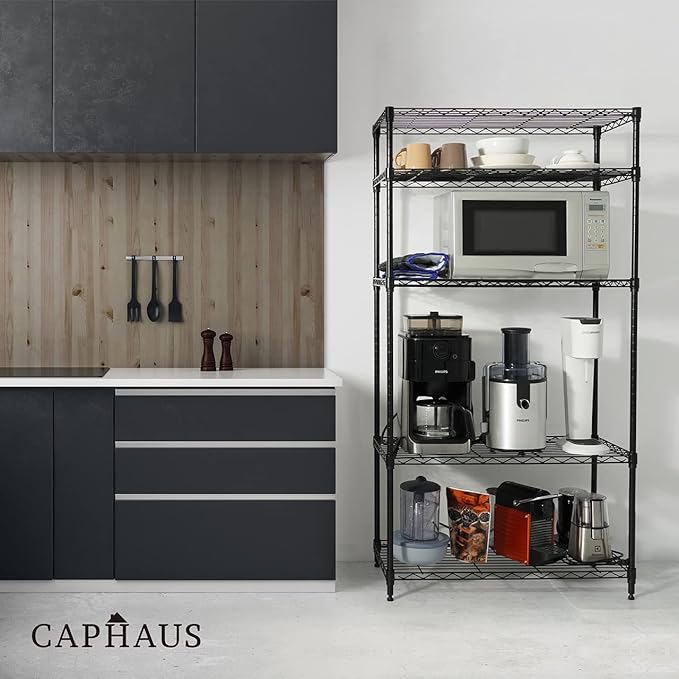 CAPHAUS 4-Tier Adjustable Height Wire Shelving Unit, Wire Rack Shelving