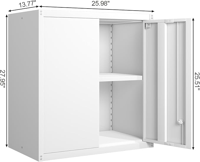 GREATMEET Metal Wall Cabinet, Wall Mounted Storage Cabinet
