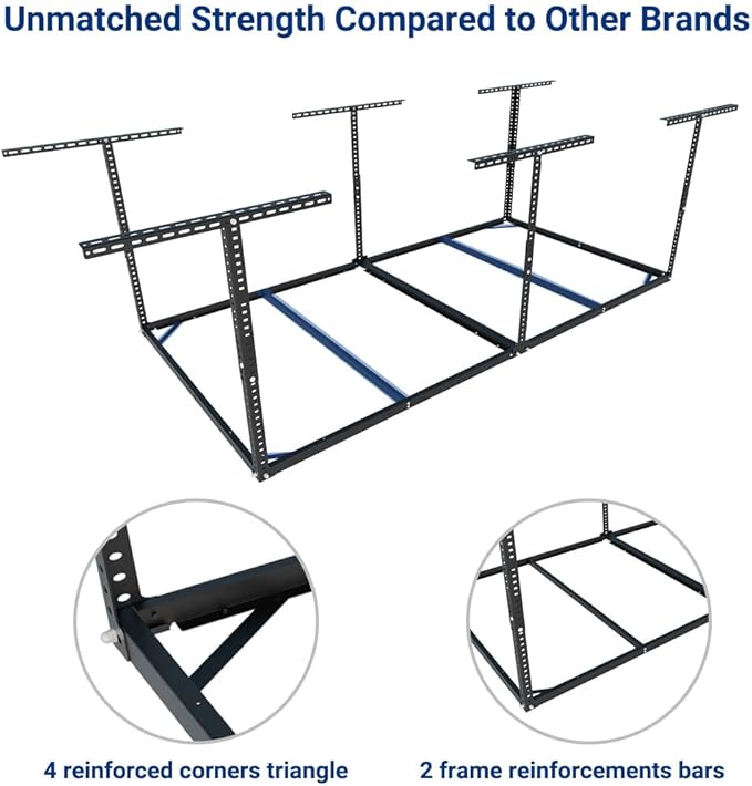FLEXIMOUNTS 4x8 Overhead Garage Storage Rack without Decking, Storage