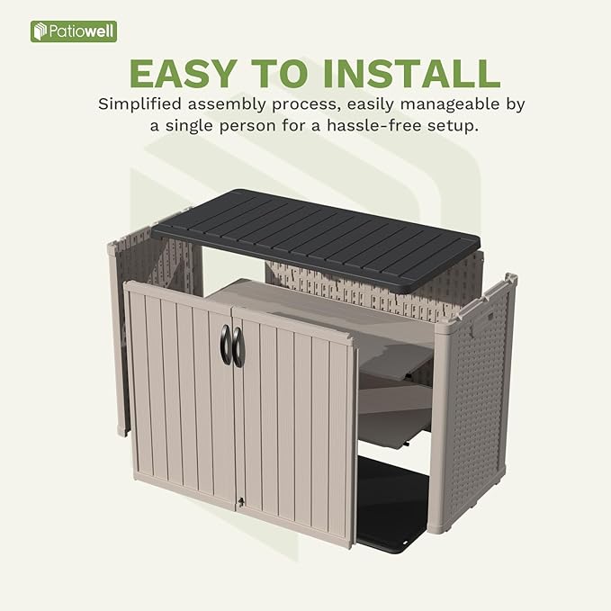 Patiowell 26 cu.ft Plastic Outdoor Storage Shed, Lockable Waterproof Resin