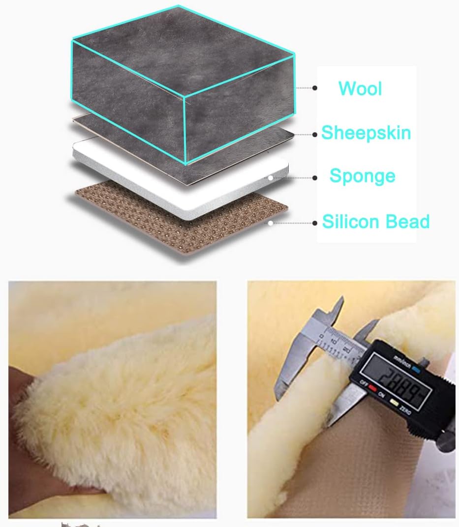 OGLAND Genuine Sheepskin Car Seat Cover for Fuzzy Soft Fur Wool Cushion