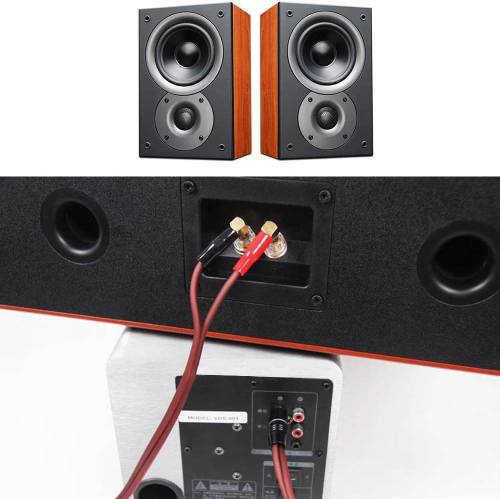 Yuchenfeng Gold-Plated RCA to Bare Wire Speaker Cable - 14AWG OFC Copper Audi...