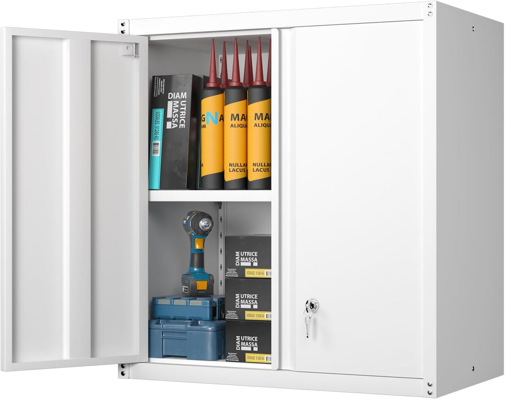 GREATMEET Metal Wall Cabinet, Wall Mounted Storage Cabinet