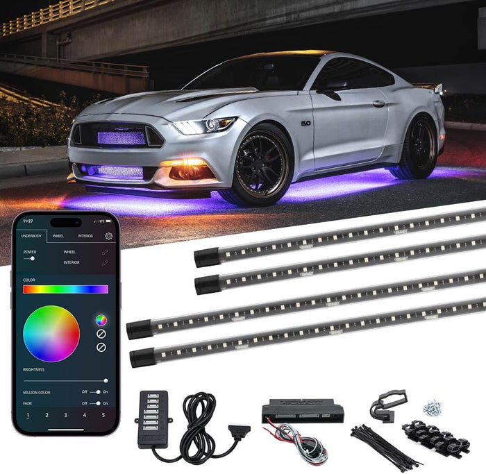 LEDGlow 4pc Bluetooth Million Color LED Underbody Underglow Accent Neon
