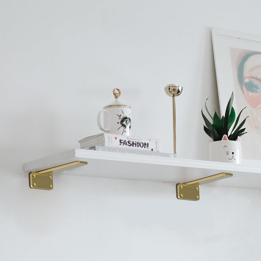 Gold Heavy Duty Iron Shelf Brackets,6 inch,Floating Brackets Upgraded, Heavy ...
