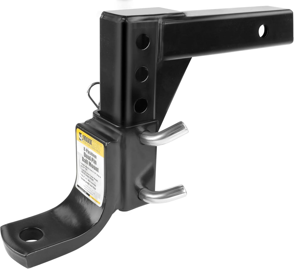 MaxxHaul Adjustable Ball Mount, 5,000 lb Towing Capacity with 8‑Position Heig...