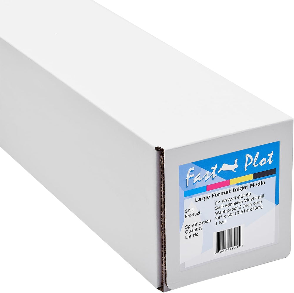 FastPlot Self Adhesive Vinyl - Waterproof 4mil - 24inch x 60ft Roll - 2inch core