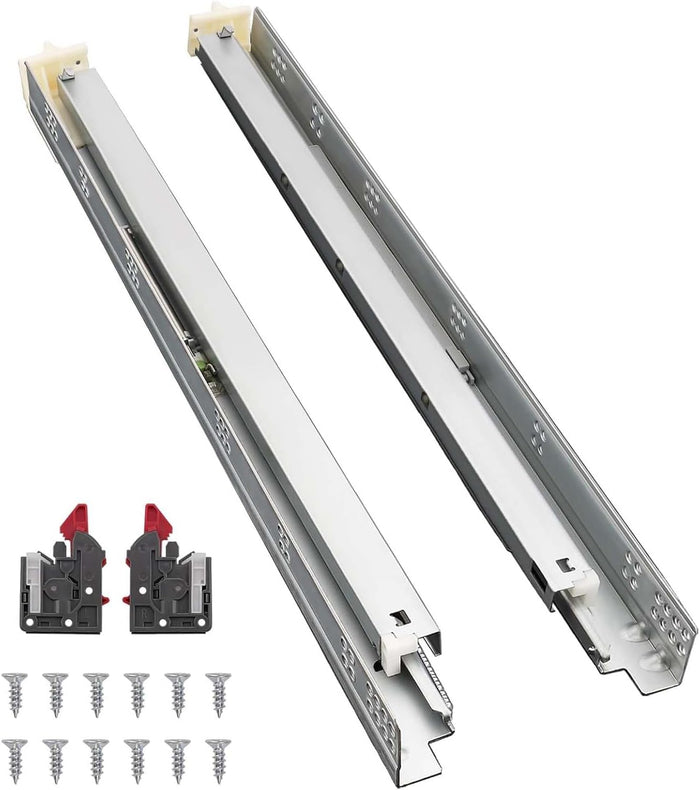 Probrico 10 Pairs 21 Inch Undermount Drawer Slides, Full Extension Concealed Drawer Runners Soft Close Bottom Mount Drawer Slides with Rear Mounting Brackets Locking Devices