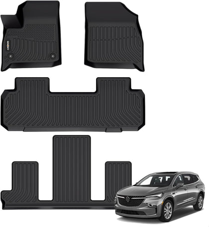 GINOWY-Floor Mats for Buick Enclave 2018-2024, TPE All Weather Mats Enclave