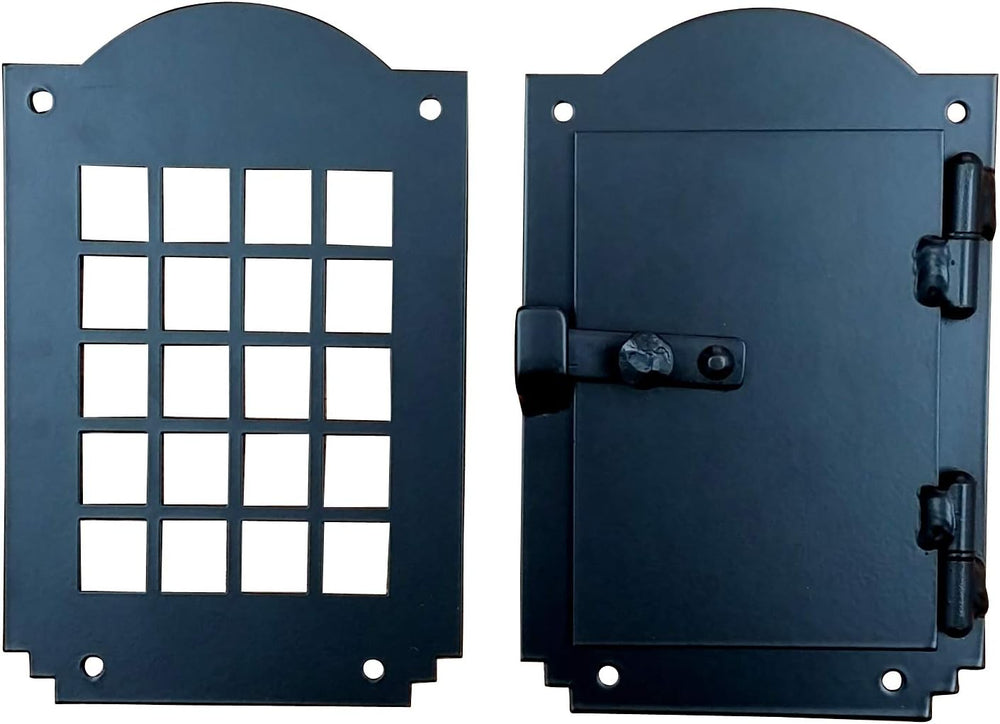 Hinged Door Speakeasy Grille, Door Viewer, Rustic Hardware, Arched Style, Black