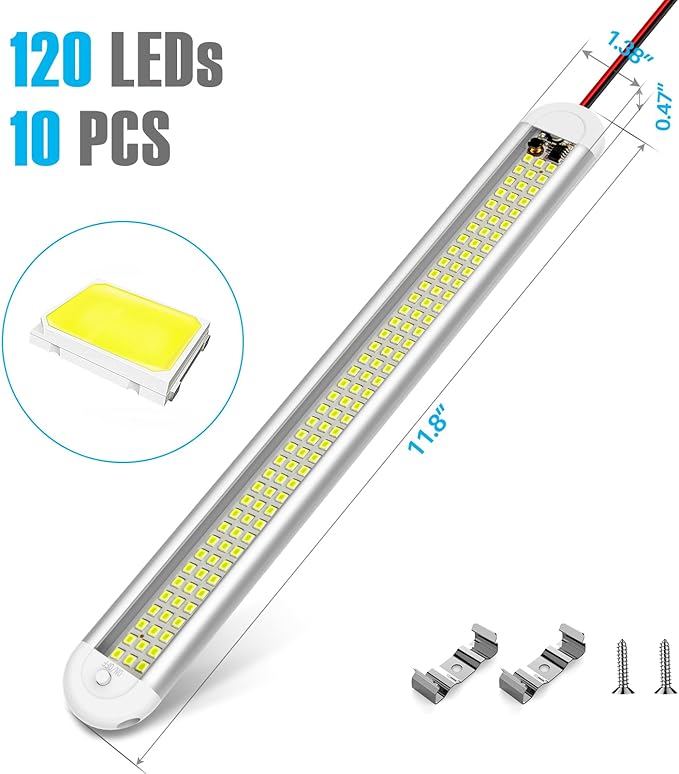12v LED Interior Light Bar，CT CAPETRONIX 120LEDs 1500LM 8W DC 12 Volt led Str...