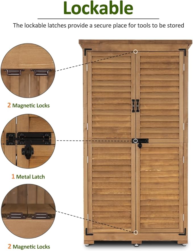 MCombo Outdoor Storage Cabinet, Garden Storage Shed, Outside Vertical Shed