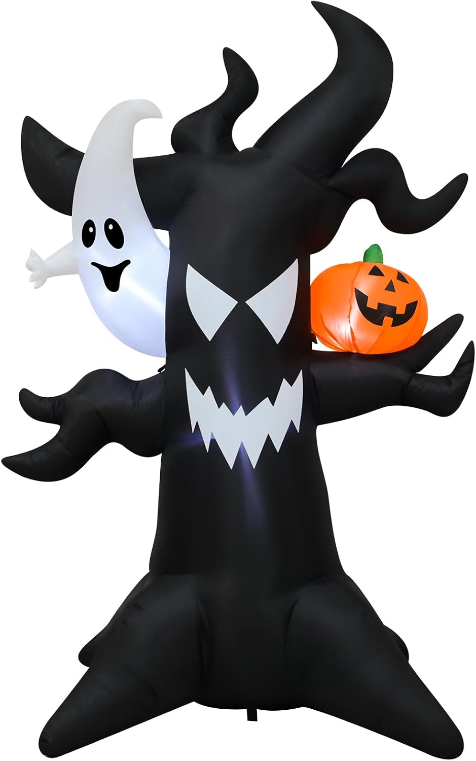 6ft Haunted Tree Inflatable Ghost & LED Pumpkin, Halloween Yard Decor