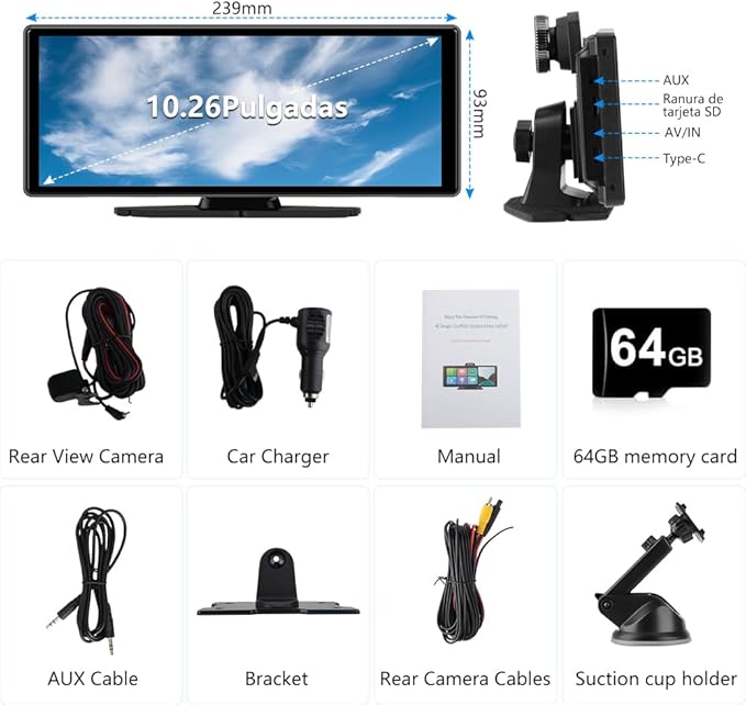 10.26" Portable Apple Carplay Screen