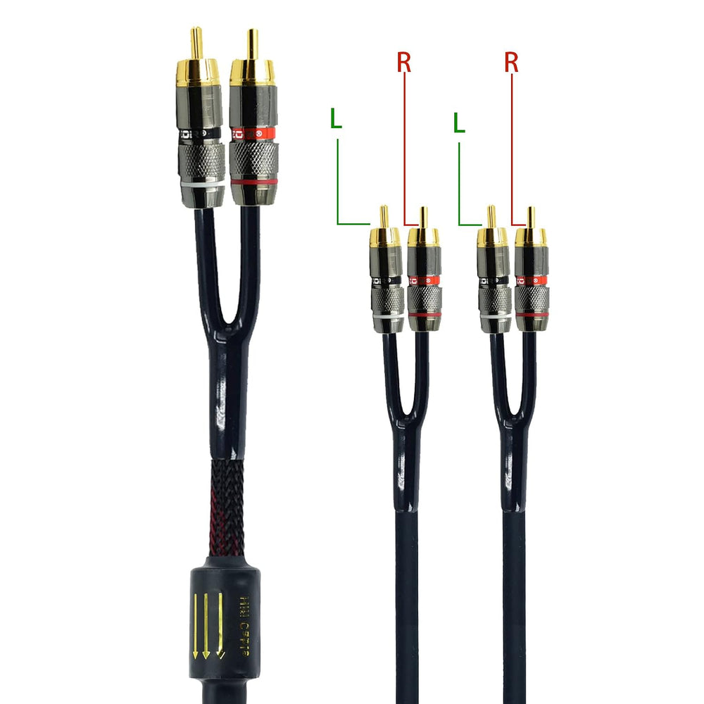 Arklove 25ft Shielded RCA Plug Splitter Stereo Audio Video Cable 2 Male to 4 ...