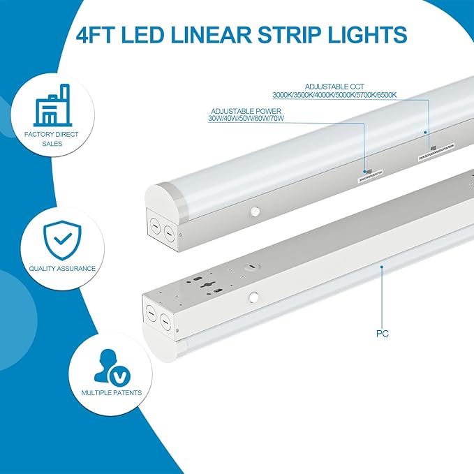 4FT LED Linear Strip Light, Super Bright 4 Foot LED Shop Lights 70W 60W 50W 4...