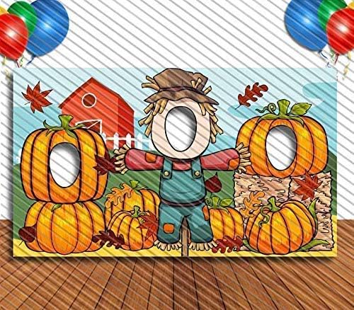 Pumpkin Patch Halloween Hole in Face Photo Banner Backdrop
