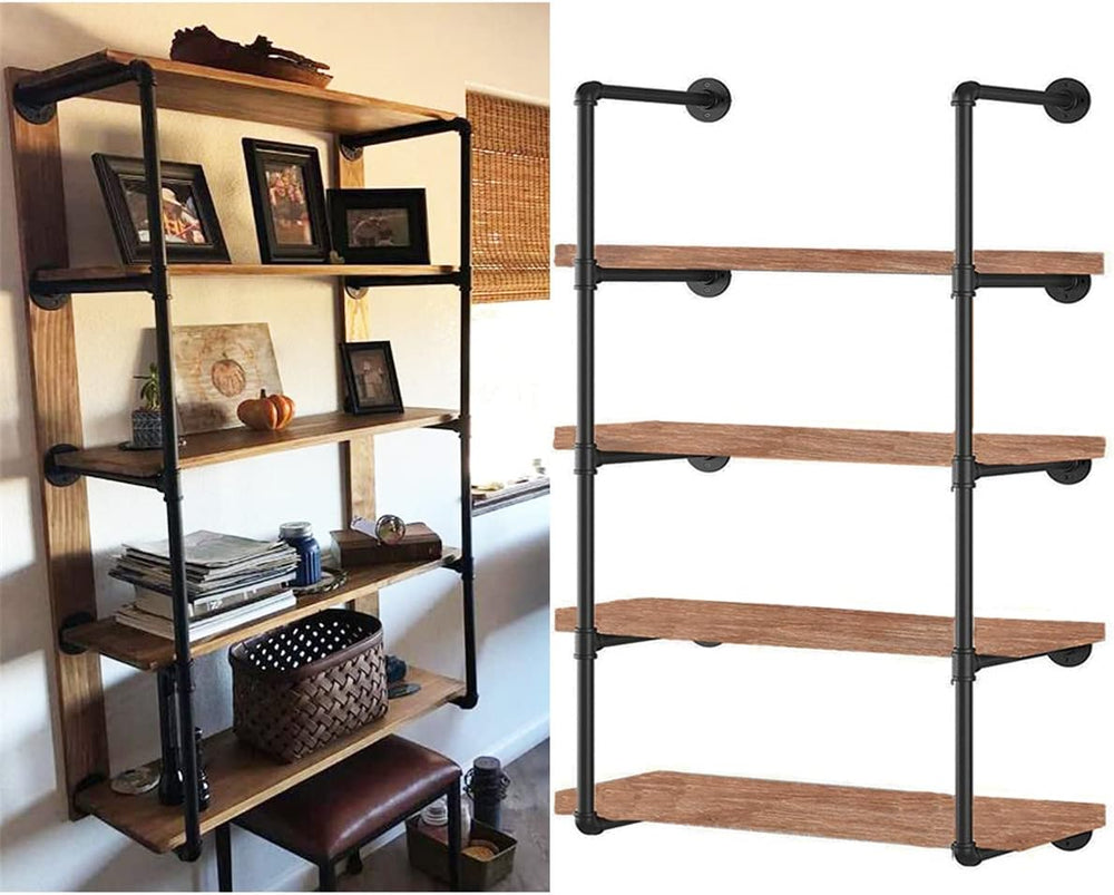 Industrial Wall Mount Iron Pipe Shelf Shelves Shelving Bracket Black Vintage ...