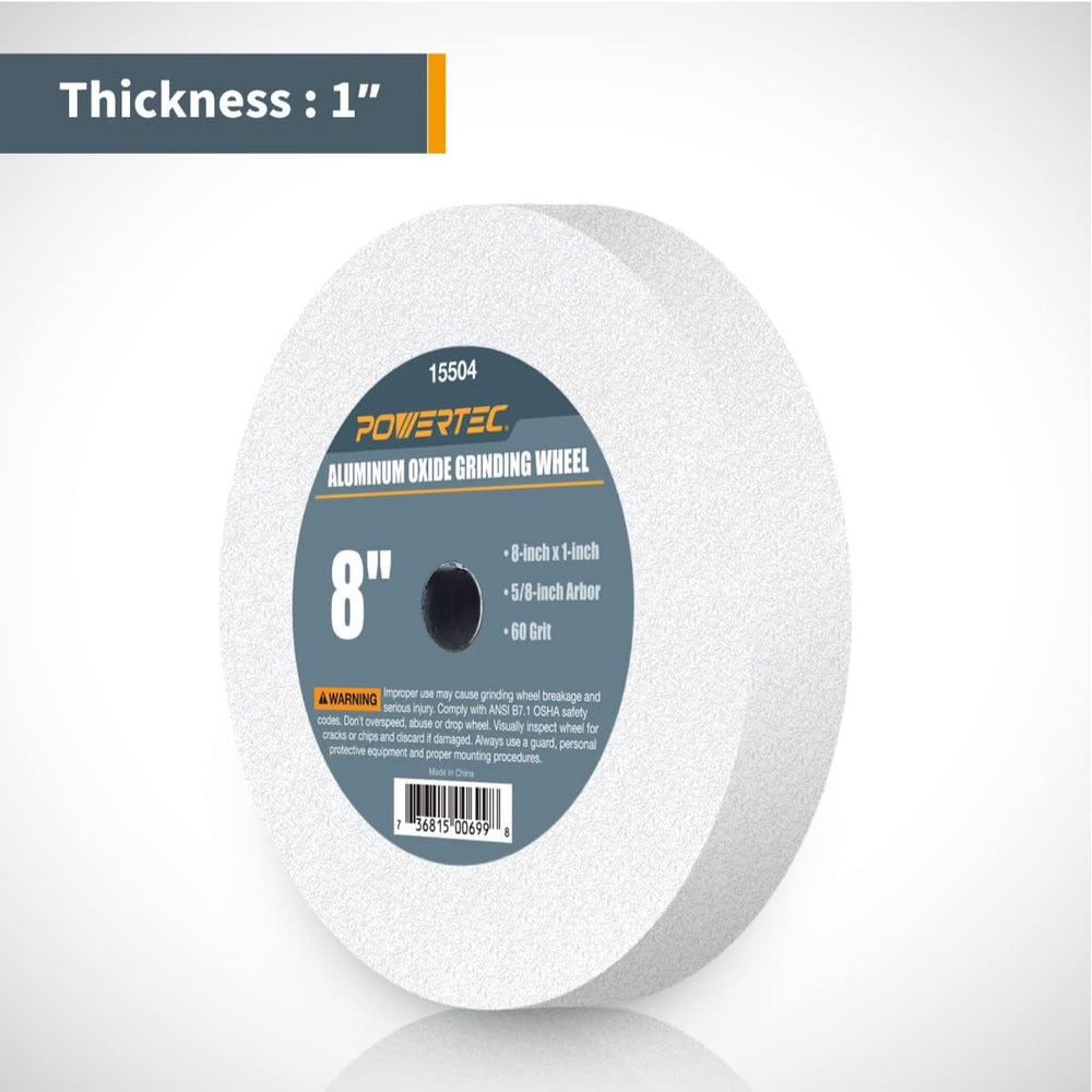 POWERTEC Bench Grinder Wheel 8 Inch 60 & 150 Grit, White Aluminum Oxide G...