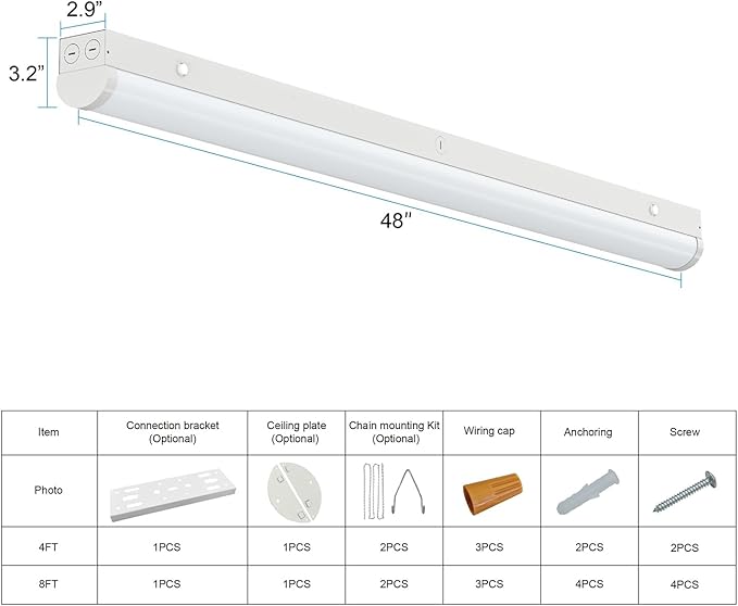 4FT LED Linear Strip Light, Super Bright 4 Foot LED Shop Lights 70W 60W 50W 4...