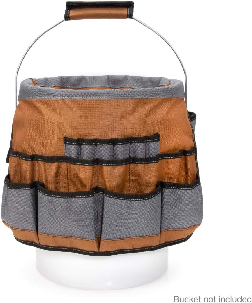 Dickies 35-Pocket 5-Gallon Bucket Organizer With Drill Holster, Padded Handle...