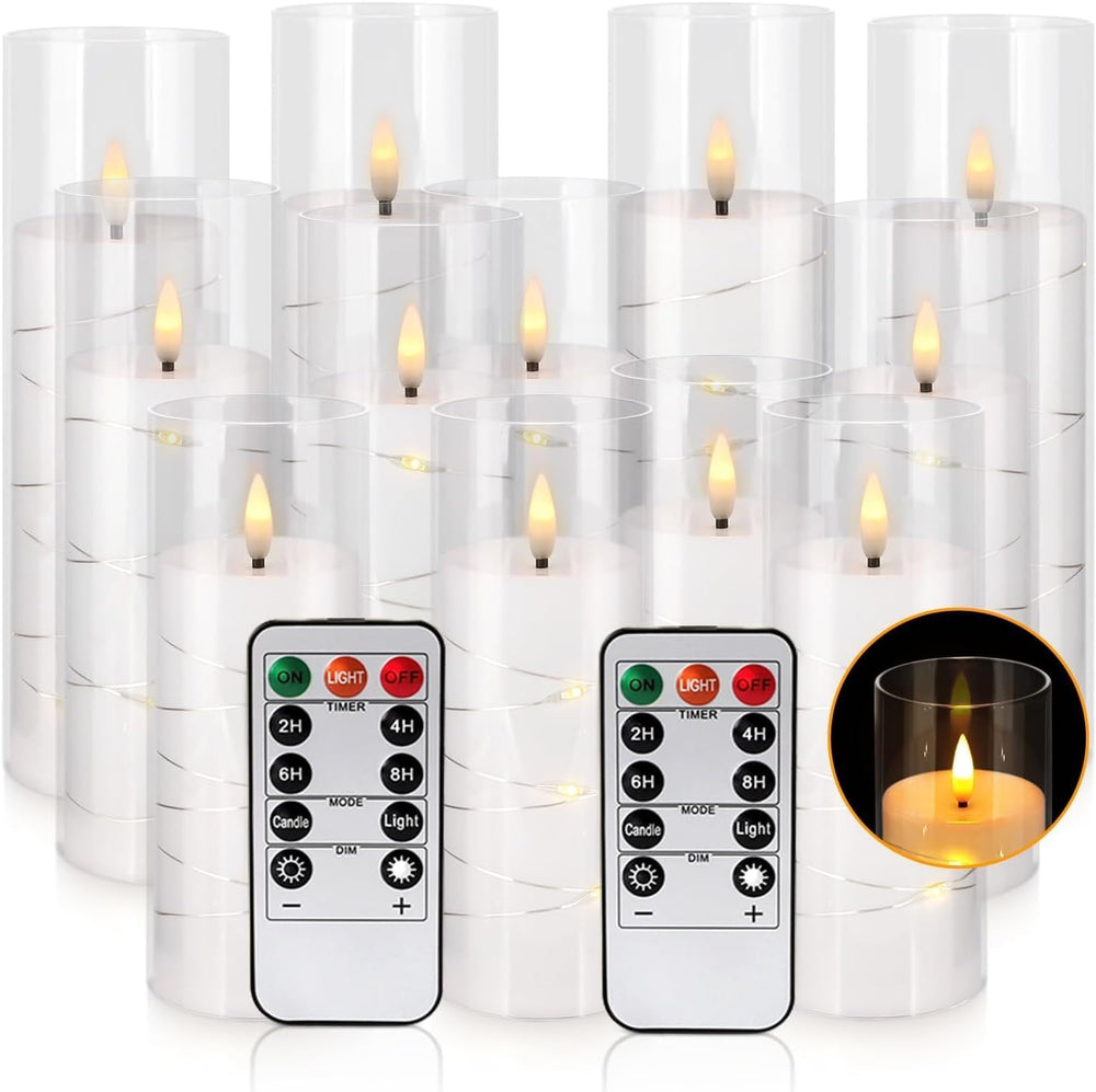 YOROXRG Flickering Flameless Candles Battery Operated with Remote,Led Pillar ...