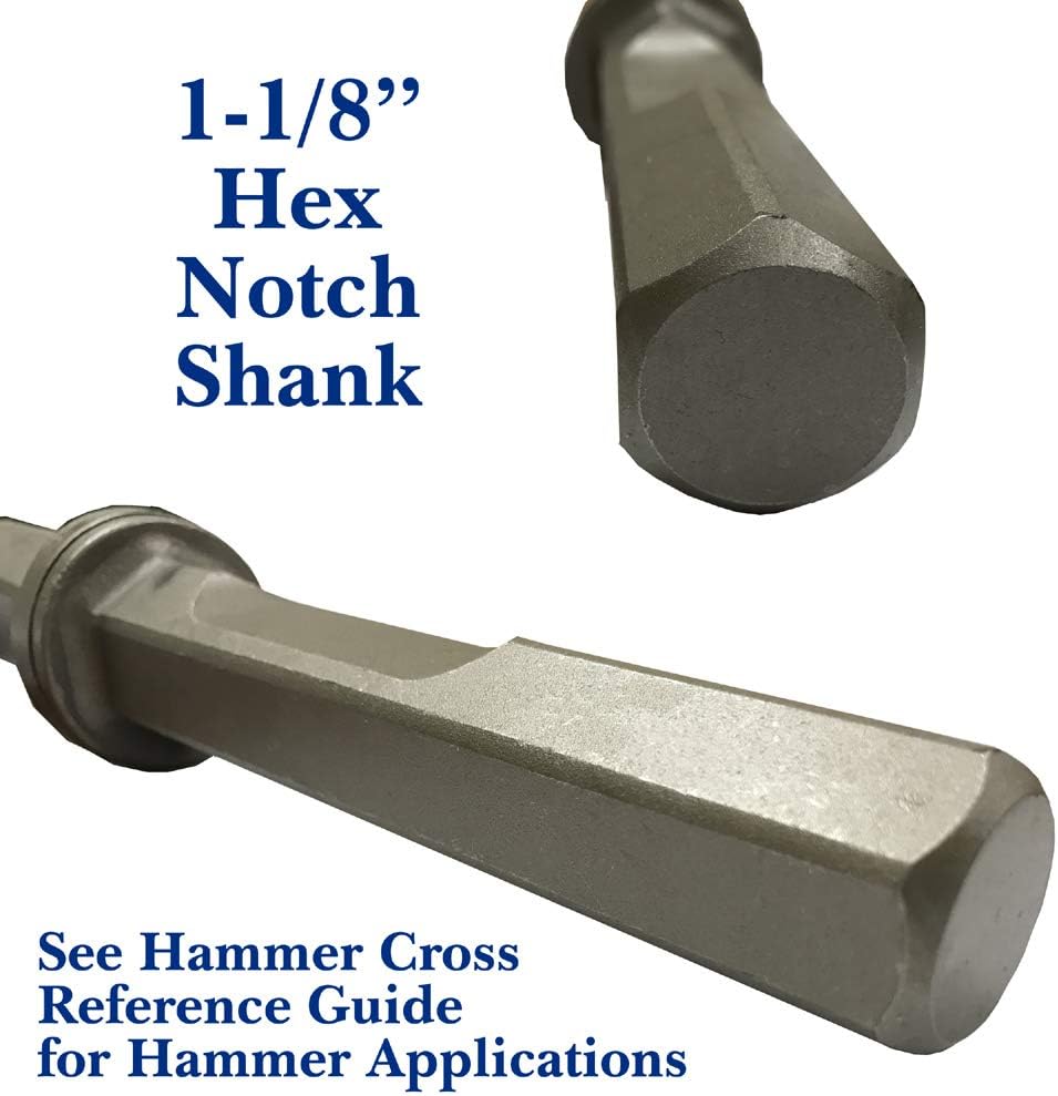 Champion Chisel 1-1/8 by 6-Inch Hex Shank w/notch, Steel Bushing Tool, 16 Ste...