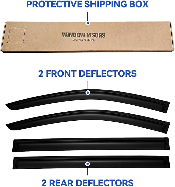 Window Visors Rain Guards for 2008-2020 Dodge Grand Caravan, Out-Channel Window