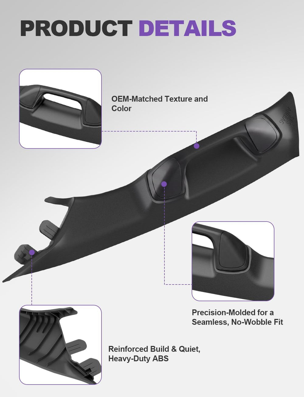Driver Side A-Pillar Grab Handle for Toyota Tacoma 3rd Gen 2016-2023, OEM-Sty...